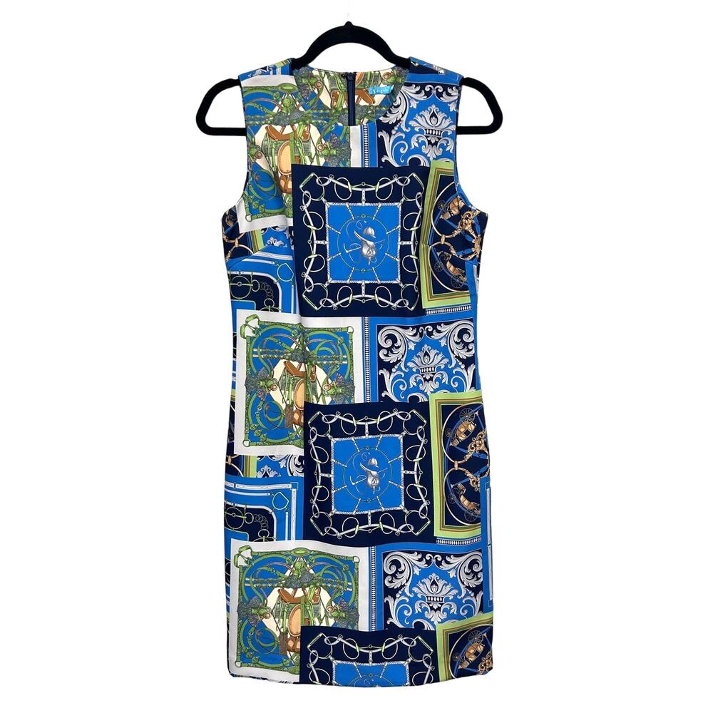 J. Mclaughlin Equestrian Patchwork Sleeveless Shi… - image 1